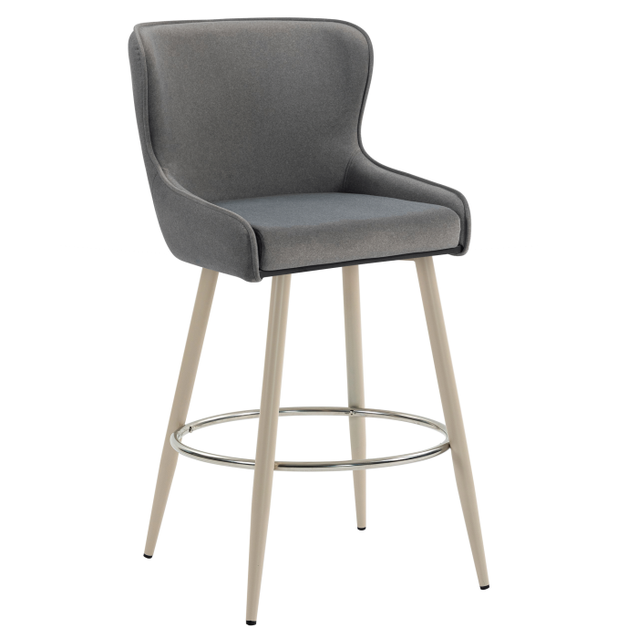 JULIUS | Hotel Barhocker | Samt | Grau | Gestell: Weiß | Drehfunktion