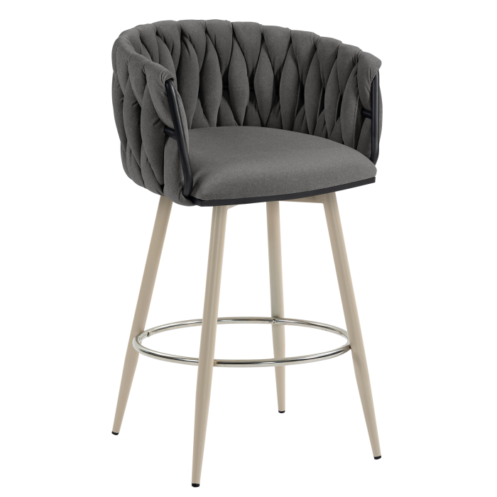 MARIS | Hotel Barhocker | Samt | Grau | Gestell: Weiß | Drehfunktion