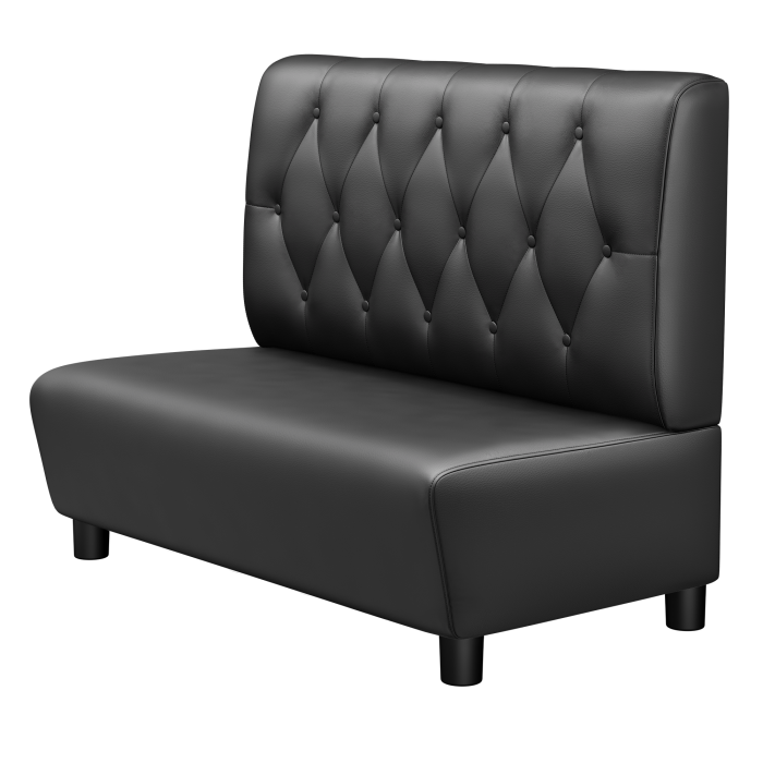 DenverF | Gastro Lounge Bank | B:H 140 x 94 cm | Schwarz | Chesterfield Raute | Leder