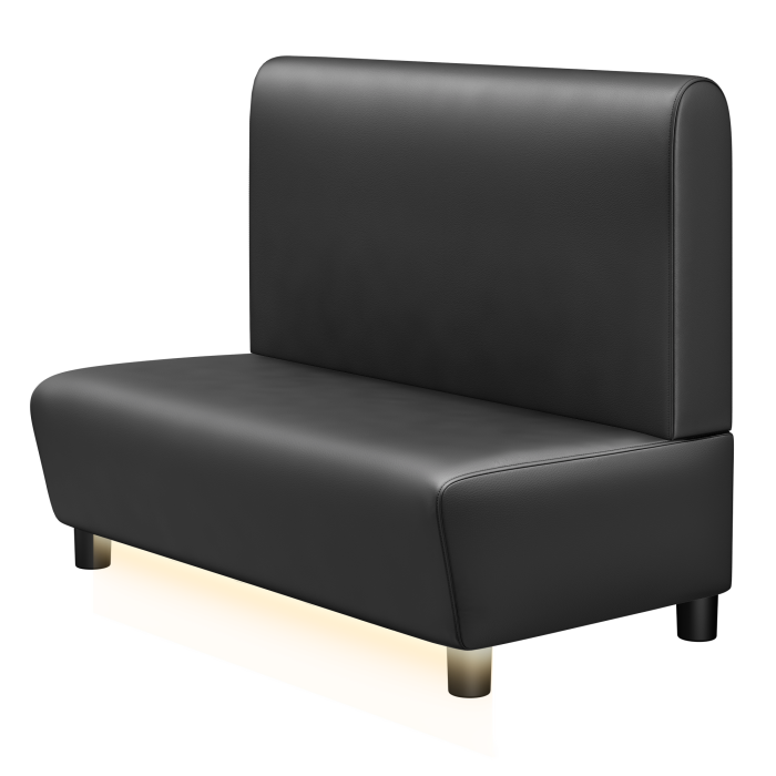 DENVER | Gastro Lounge Bank | B:H 100 x 94 cm | Schwarz | Glatt/ Rund | Leder | LED