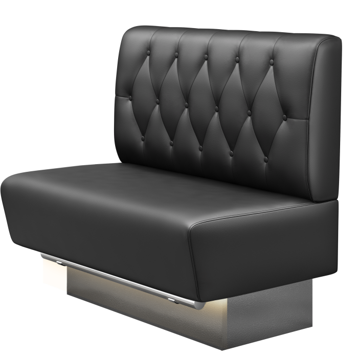 DENVER BIG | Gastro Hochbank | B:H 100 x 126 cm | Schwarz | Chesterfield Raute | Leder | LED