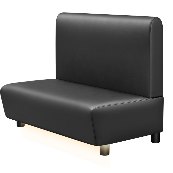 DENVER BIG | Gastro Lounge Bank | B:H 100 x 94 cm | Schwarz | Glatt/ Rund | Leder | LED
