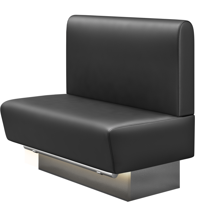 DENVER BIG | Gastro Hochbank | B:H 100 x 126 cm | Schwarz | Glatt/ Rund | Leder | LED