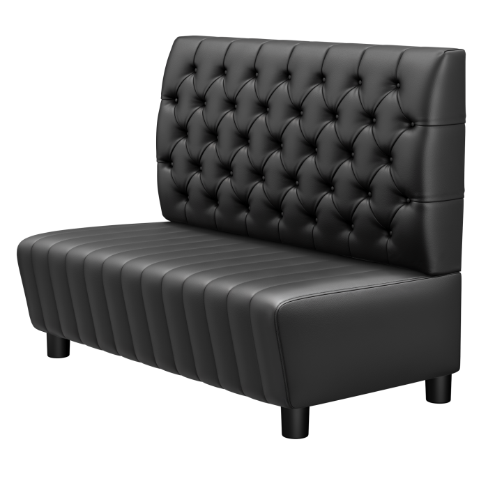 MATILDA | Gastro Lounge Bank | B:H 100 x 94 cm | Schwarz | Chesterfield | Leder