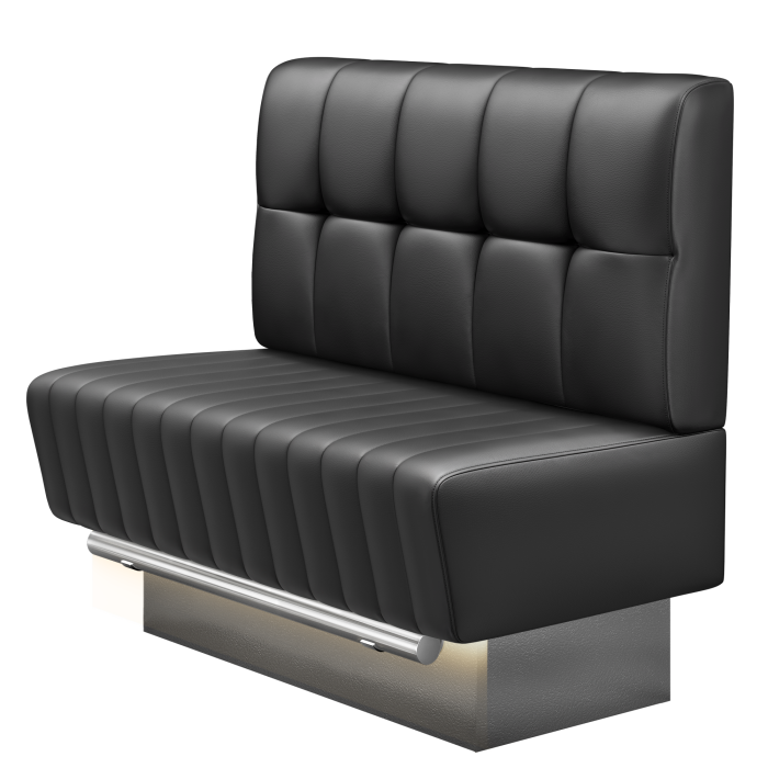 MATILDA | Gastro Hochbank | B:H 100 x 126 cm | Schwarz | Button | Leder | LED