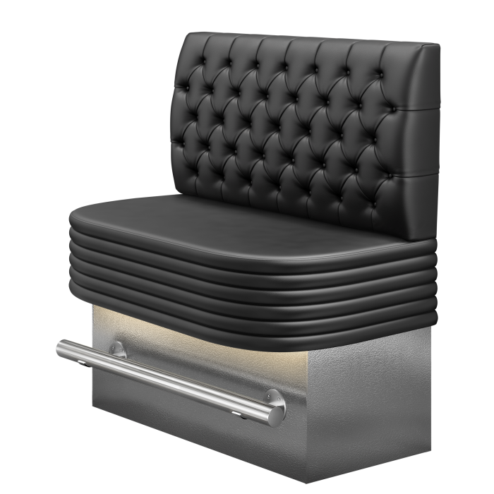 MATTHIAS | Gastro Hochbank | B:H 100 x 136 cm | Schwarz | Chesterfield | Leder | LED