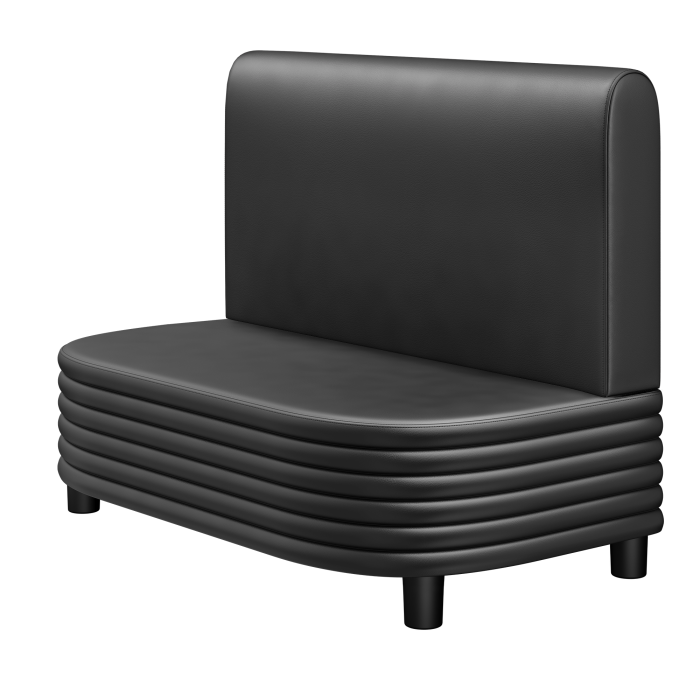 MATTHIAS | Gastro Lounge Bank | B:H 100 x 94 cm | Schwarz | Glatt/ Rund | Leder