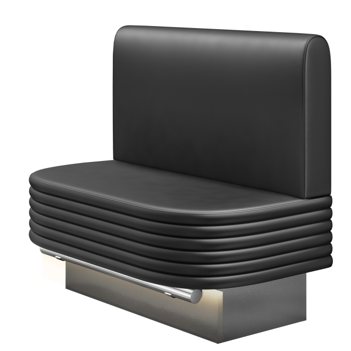 MATTHIAS | Gastro Hochbank | B:H 100 x 126 cm | Schwarz | Glatt/ Rund | Leder | LED