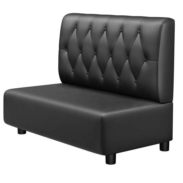 MELISSA | Gastro Lounge Bank | B:H 100 x 94 cm | Schwarz | Chesterfield Raute | Leder