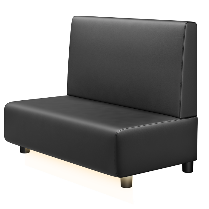 MELISSA | Gastro Lounge Bank | B:H 100 x 94 cm | Schwarz | Glatt | Leder | LED
