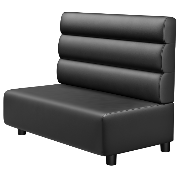 MELISSA | Gastro Lounge Bank | B:H 100 x 94 cm | Schwarz | Horizontal Gestreift Rund | Leder