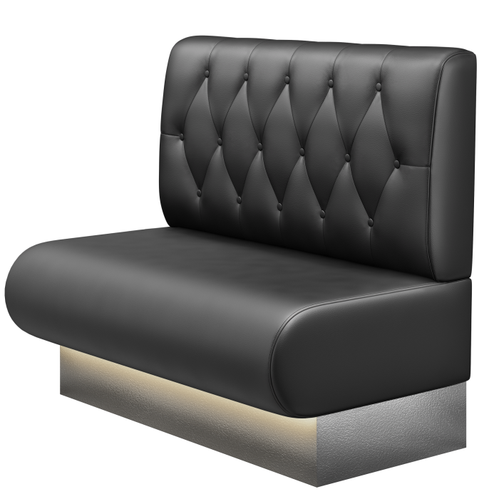 NINVA | Gastrobank | B:H 100 x 103 cm | Schwarz | Chesterfield Raute | Leder | LED