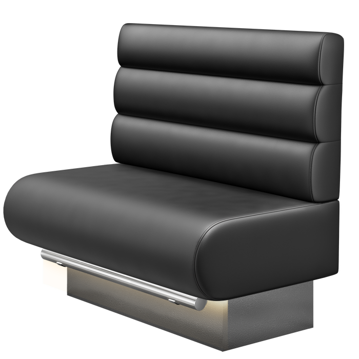NINVA | Gastro Hochbank | B:H 100 x 136 cm | Schwarz | Horizontal Gestreift Rund | Leder | LED