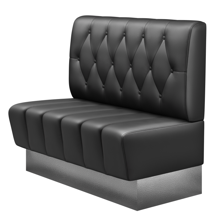 TANJA | Gastrobank | B:H 100 x 103 cm | Schwarz | Chesterfield Raute | Leder