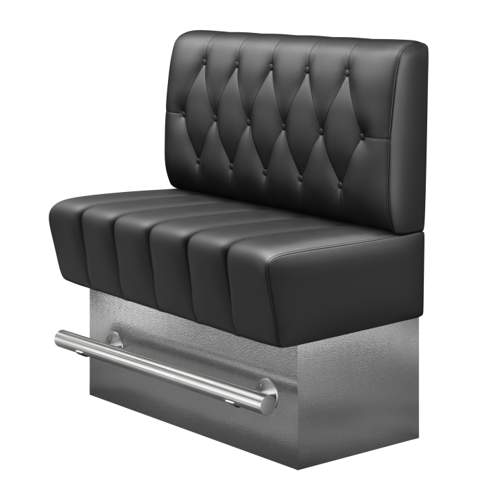 TANJA | Gastro Hochbank | B:H 100 x 126 cm | Schwarz | Chesterfield Raute | Leder