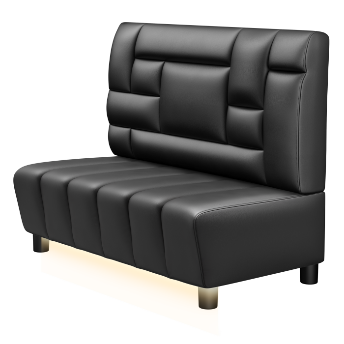 TANJA | Gastro Lounge Bank | B:H 100 x 94 cm | Schwarz | Tetris Design | Leder | LED
