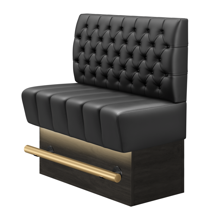 TANJA | Gastro Hochbank | B:H 100 x 136 cm | Schwarz | Chesterfield | Leder | LED