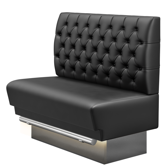 TATJANA | Gastro Hochbank | B:H 100 x 126 cm | Schwarz | Chesterfield | Leder | LED