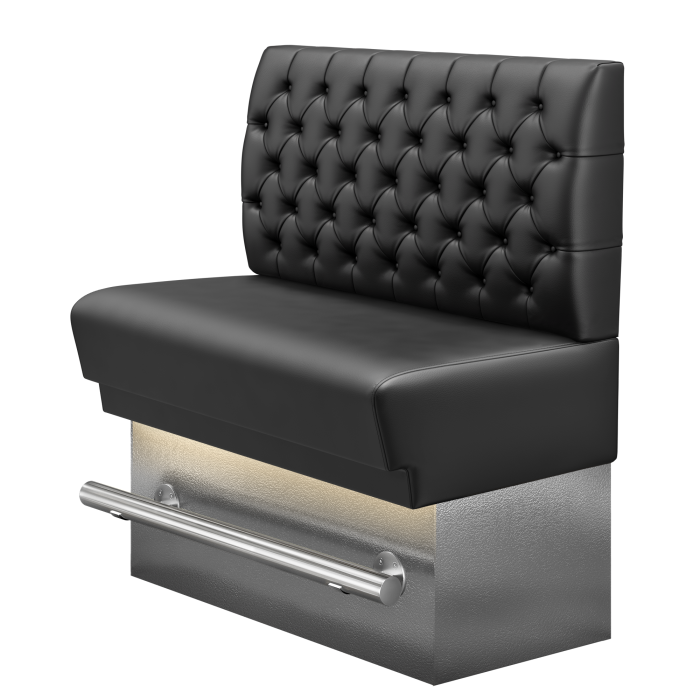 TATJANA | Gastro Hochbank | B:H 100 x 136 cm | Schwarz | Chesterfield | Leder | LED