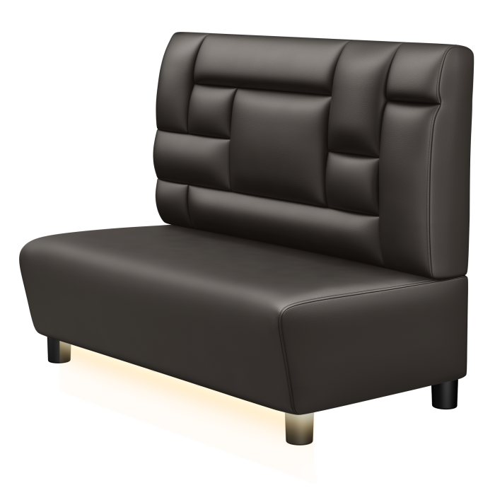 DENVER | Gastro Lounge Bank | B:H 100 x 94 cm | Braun | Tetris Design | Leder | LED