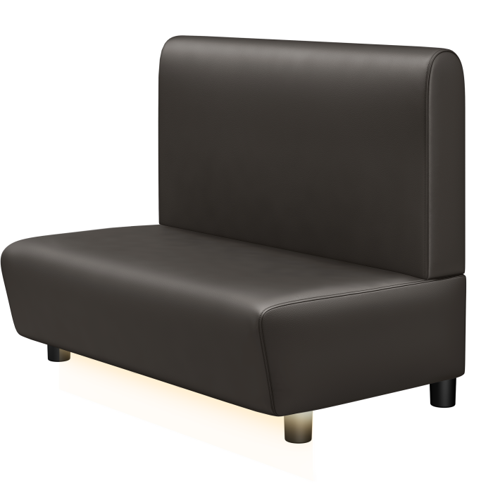 DENVER BIG | Gastro Lounge Bank | B:H 100 x 94 cm | Braun | Glatt/ Rund | Leder | LED