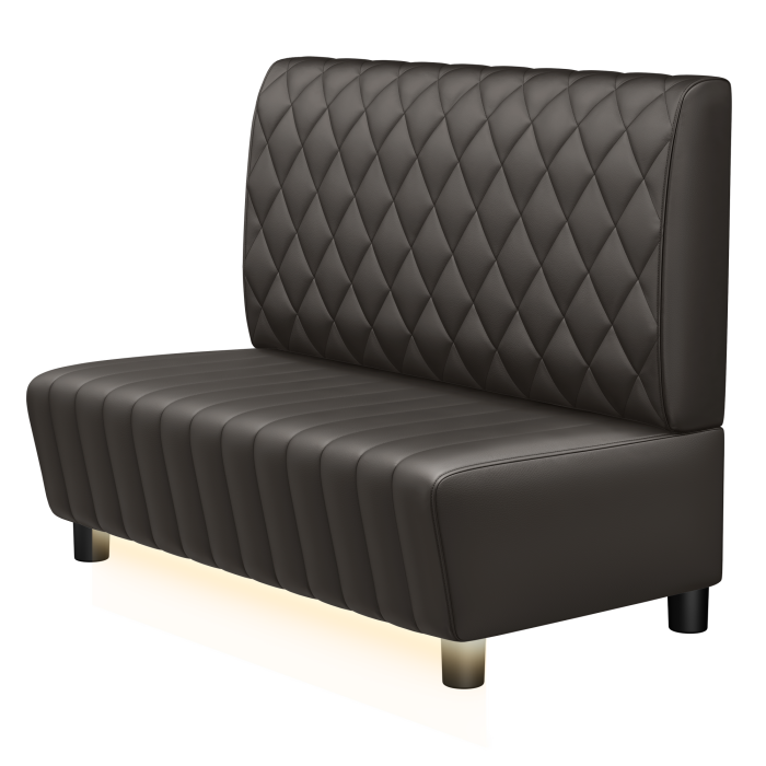 MATILDA | Gastro Lounge Bank | B:H 100 x 94 cm | Braun | Raute | Leder | LED