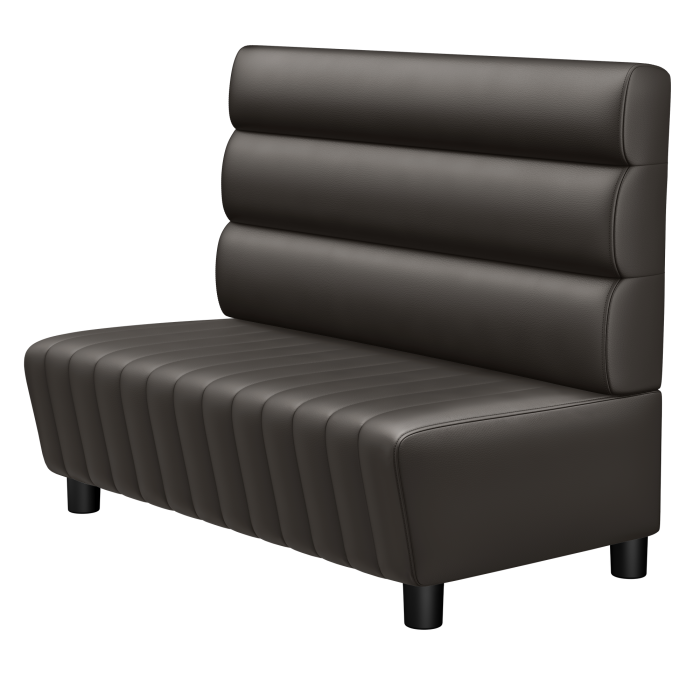 MATILDA | Gastro Lounge Bank | B:H 100 x 94 cm | Braun | Horizontal Gestreift Rund | Leder