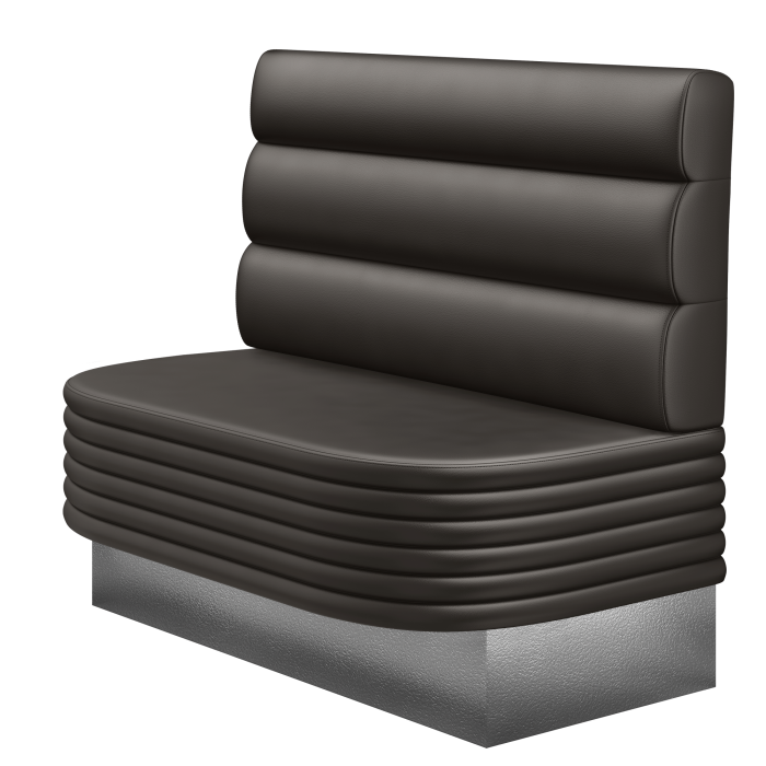 MATTHIAS | Gastrobank | B:H 100 x 103 cm | Braun | Horizontal Gestreift Rund | Leder