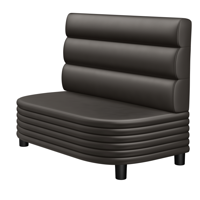 MATTHIAS | Gastro Lounge Bank | B:H 100 x 94 cm | Braun | Horizontal Gestreift Rund | Leder