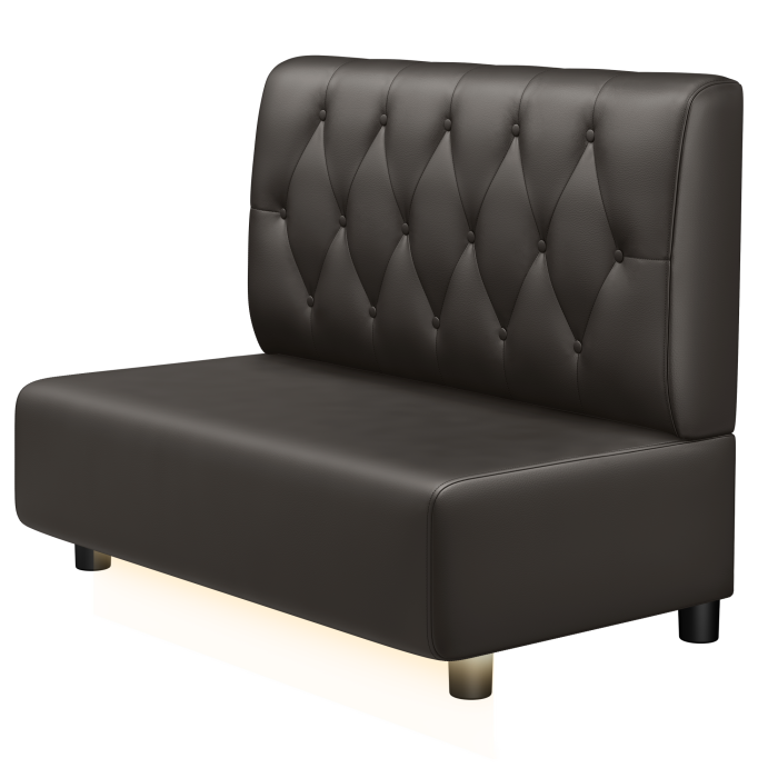MELISSA | Gastro Lounge Bank | B:H 100 x 94 cm | Braun | Chesterfield Raute | Leder | LED