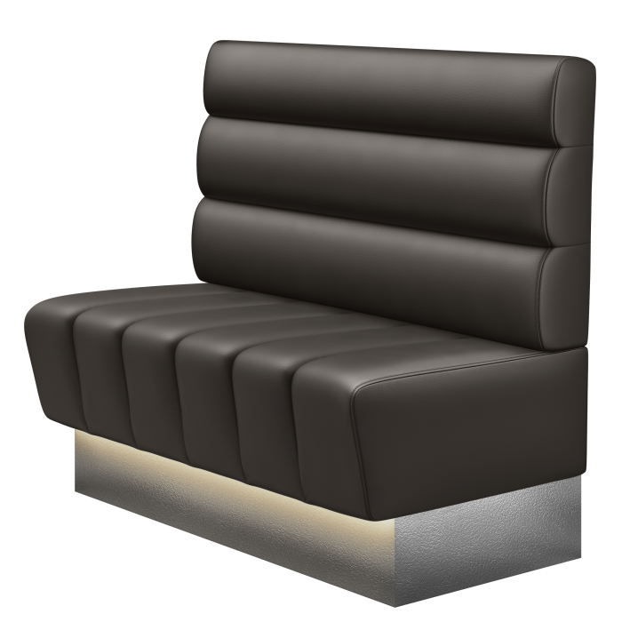 TANJA | Gastrobank | B:H 100 x 103 cm | Braun | Horizontal Gestreift Rund | Leder | LED