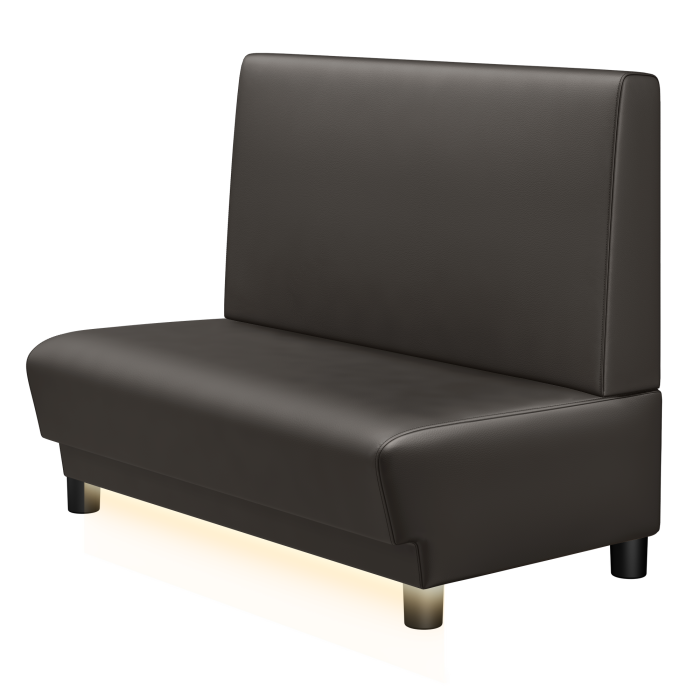 TATJANA | Gastro Lounge Bank | B:H 100 x 94 cm | Braun | Glatt | Leder | LED