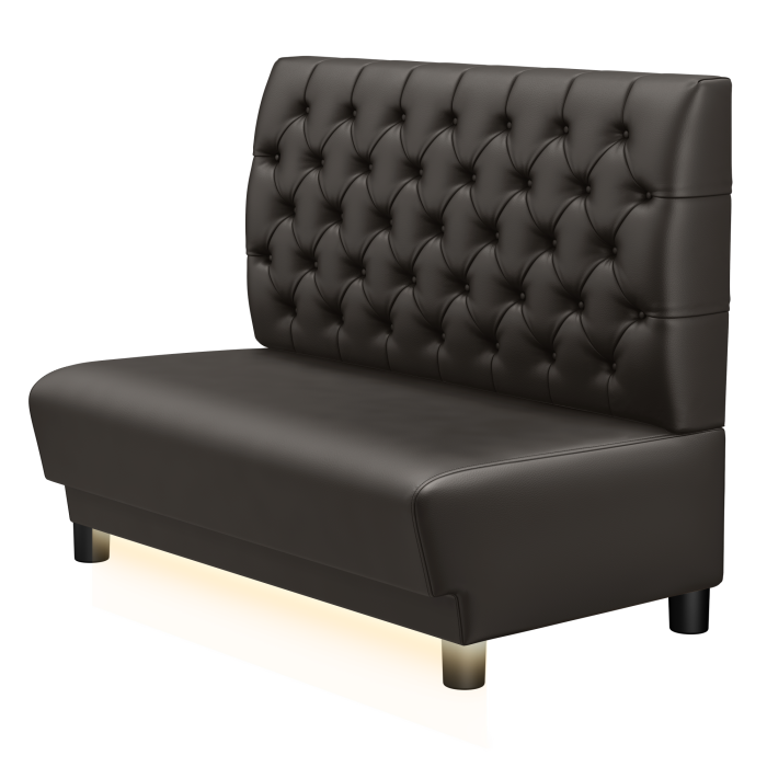 TATJANA | Gastro Lounge Bank | B:H 100 x 94 cm | Braun | Chesterfield | Leder | LED