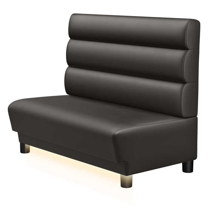 TATJANA | Gastro Lounge Bank | B:H 100 x 94 cm | Braun | Horizontal Gestreift Rund | Leder | LED