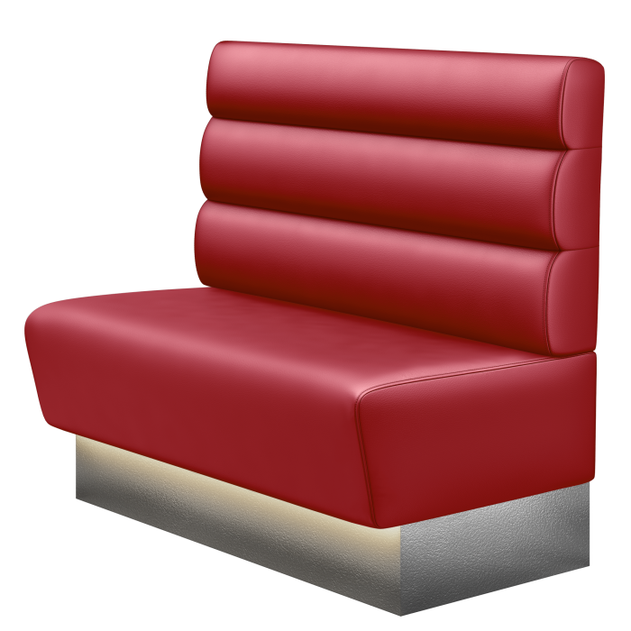 DENVER | Gastrobank | B:H 100 x 103 cm | Rot | Horizontal Gestreift Rund | Leder | LED