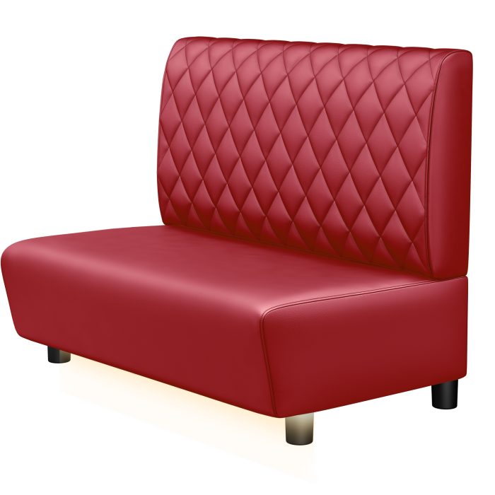 DENVER BIG | Gastro Lounge Bank | B:H 100 x 94 cm | Rot | Raute | Leder | LED