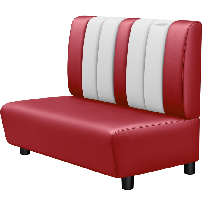 DINER | Gastro Lounge Bank | B:H 100 x 94 cm | Rot | Gestreift | Leder