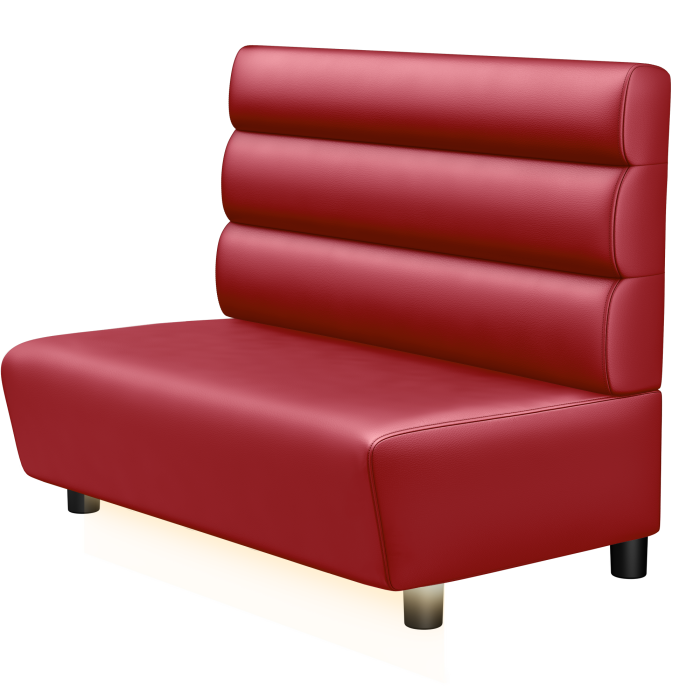 DENVER BIG | Gastro Lounge Bank | B:H 100 x 94 cm | Rot | Horizontal Gestreift Rund | Leder | LED