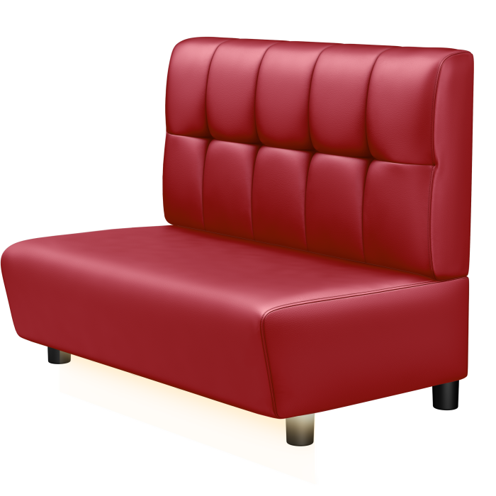 DENVER BIG | Gastro Lounge Bank | B:H 100 x 94 cm | Rot | Button | Leder | LED
