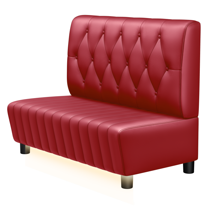 MATILDA | Gastro Lounge Bank | B:H 100 x 94 cm | Rot | Chesterfield Raute | Leder | LED
