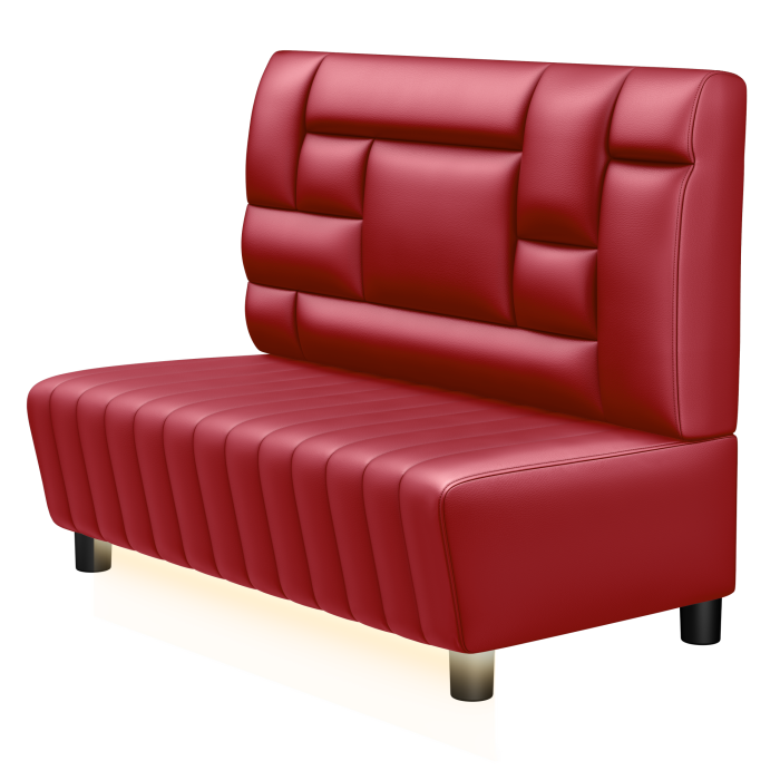 MATILDA | Gastro Lounge Bank | B:H 100 x 94 cm | Rot | Tetris Design | Leder | LED