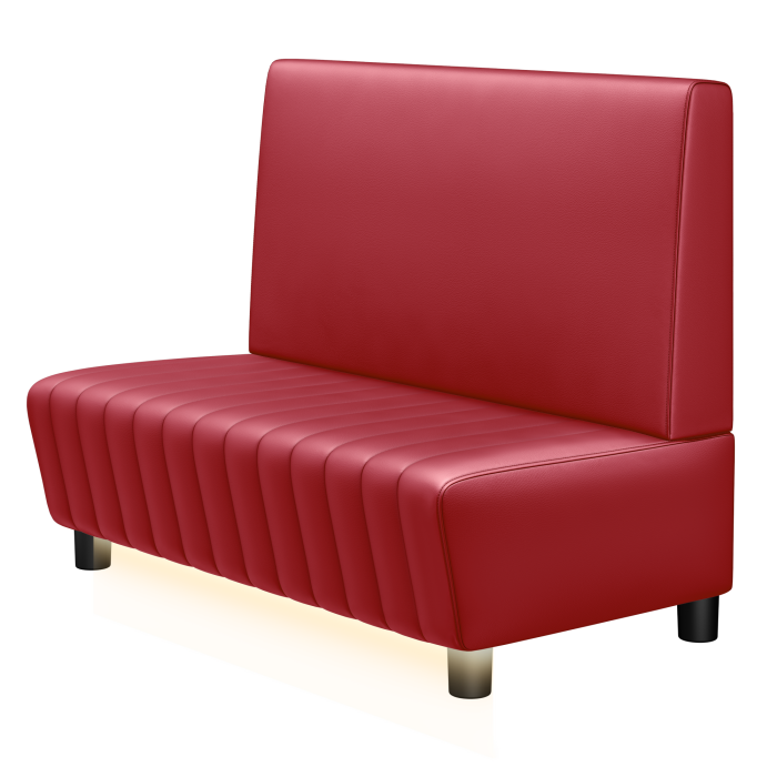 MATILDA | Gastro Lounge Bank | B:H 100 x 94 cm | Rot | Glatt | Leder | LED
