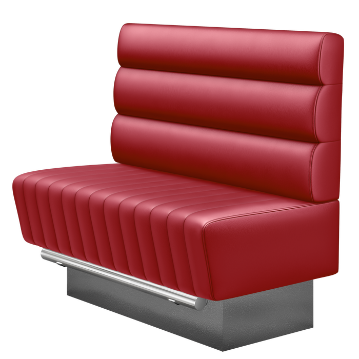 MATILDA | Gastro Hochbank | B:H 100 x 126 cm | Rot | Horizontal Gestreift Rund | Leder