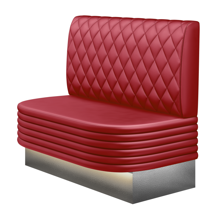 MATTHIAS | Gastrobank | B:H 100 x 103 cm | Rot | Raute | Leder | LED