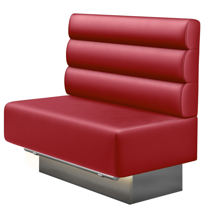 MELISSA | Gastro Hochbank | B:H 100 x 126 cm | Rot | Horizontal Gestreift Rund | Leder | LED