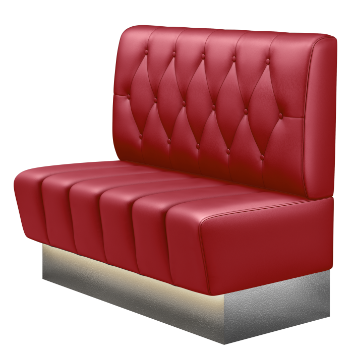 TANJA | Gastrobank | B:H 100 x 103 cm | Rot | Chesterfield Raute | Leder | LED
