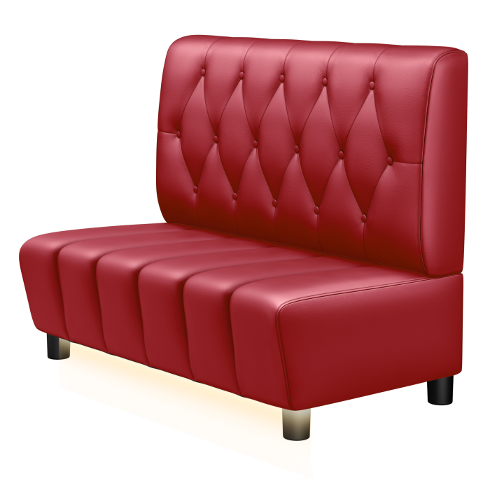 TANJA | Gastro Lounge Bank | B:H 100 x 94 cm | Rot | Chesterfield Raute | Leder | LED