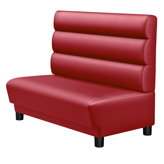 TATJANA | Gastro Lounge Bank | B:H 100 x 94 cm | Rot | Horizontal Gestreift Rund | Leder