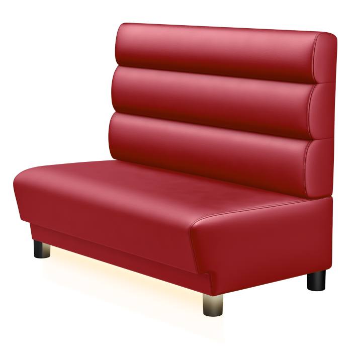 TATJANA | Gastro Lounge Bank | B:H 100 x 94 cm | Rot | Horizontal Gestreift Rund | Leder | LED