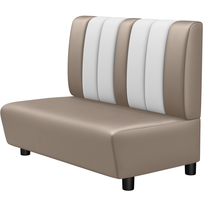 DINER | Gastro Lounge Bank | B:H 100 x 94 cm | Taupe | Gestreift | Leder